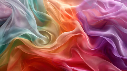Obraz premium A mesmerizing swirl of vibrant colors and silky textures, evoking a sense of movement and serenity, perfect for artistic inspiration. Generated AI