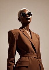 Elegant fashion portrait highlighting bold style and pantone warm tones Pantone names its color of the year for 2025 Mocha Mousse