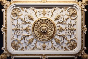 3d rendering beautiful golden relief isolated on white. luxury carving decoration of architecture. classic interior detail made of gold. Upholstery
