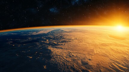 Ultra detailed, photorealistic view of Earth from space with a clear view of the Australian Outback