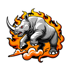 aggressive rhinoceros illustration vector style 1.eps