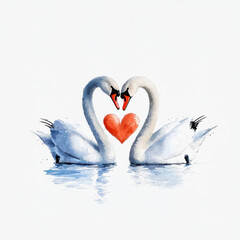 Swans forming heart shape symbolize love and romance in nature