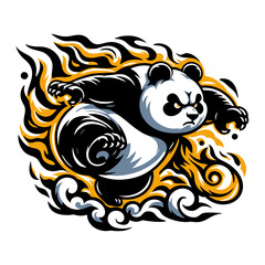 aggressive panda illustration vector style.eps