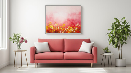 Colorful Sofa in Bright Modern Living Room - Interior Design Mockup