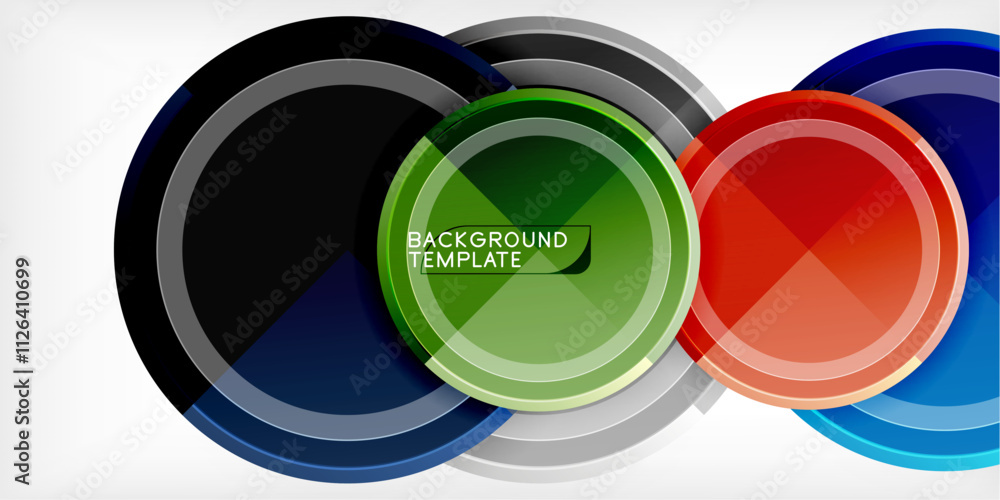 Poster abstract background - multicolored circles, trendy minimal geometric design, vector illustration