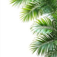 Naklejka premium Vibrant Green Tropical Palm Leaves Corner Border with Lush Foliage Design for Summer Vacation Themes
