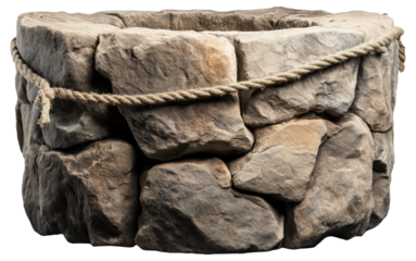 Stone well with a rope wrapped around it