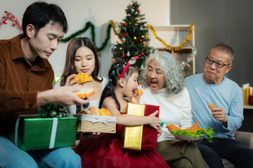 Dinner and Family holiday celebrating, together at New Year.