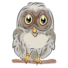 Cute Cartoon Owl Vector Illustration