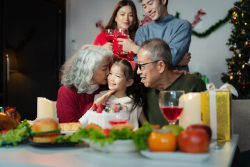 Dinner and Family holiday celebrating, together at New Year.