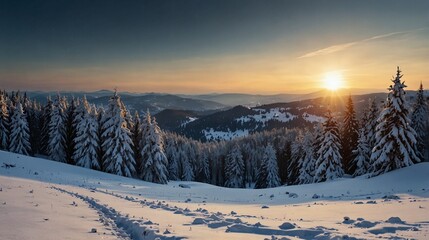 Fototapeta premium sunset in the mountains