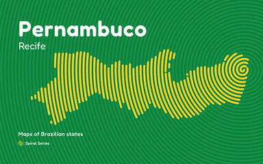 Map of the Brazilian State of Pernambuco with Recife as the Center, Circular Spiral pattern. 