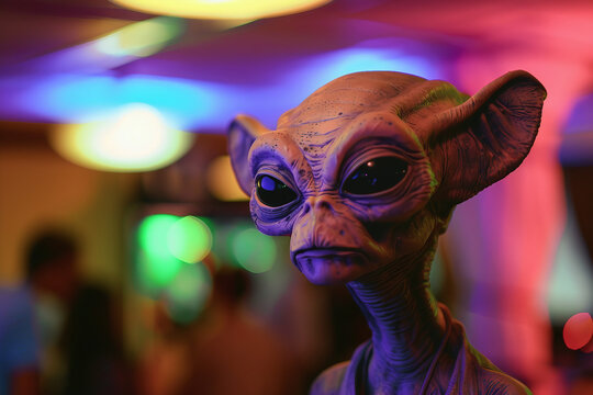 Image of extraterrestrial alien in glowing light generative AI