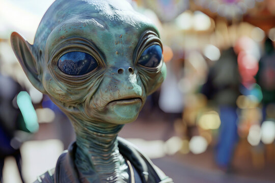 Image of extraterrestrial alien from outer space invading earth generative AI