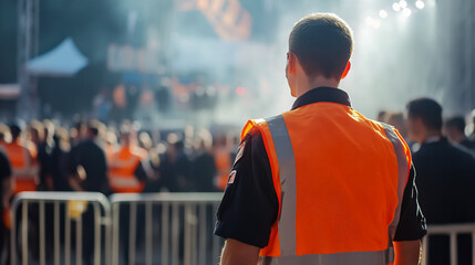 A member of a security team at a public event.