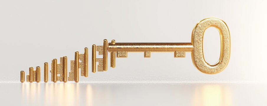 A golden key elegantly positioned, symbolizing access, opportunity, and the unlocking of potential.