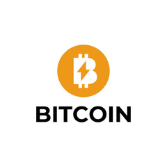 Bitcoin logo concept. Cryptocurrency logo sign. Digital money flat style vector illustration.
