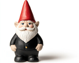 Colorful garden gnome figurine isolated on white background.