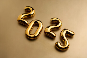 New Year 2025 celebration. Golden 2025 numbers as New Year Background