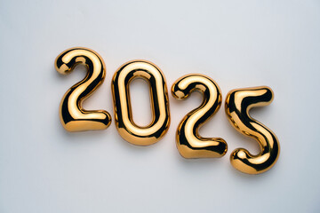 New Year 2025 celebration. Golden 2025 numbers as New Year Background