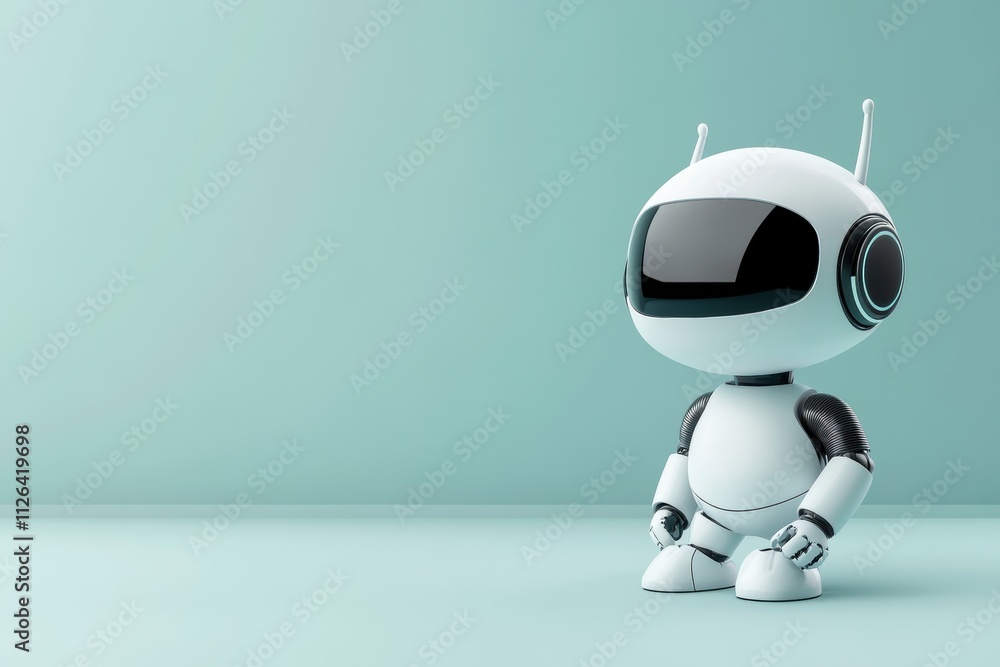 Poster ai chat support system, a chatty support bot on a modern digital interface, set to aid in a clean fu