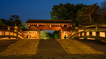 Entrance gate of Wakayama castle, old historic Japanese castle in Wakayama city in Kansai, Japan