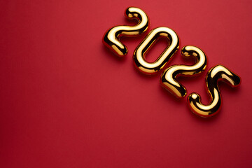 New Year 2025 celebration. Golden 2025 numbers as New Year Background