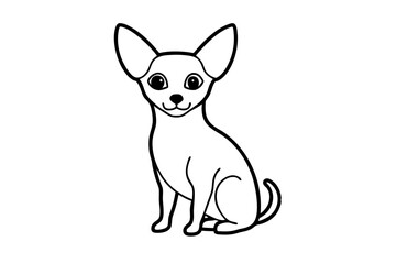 Sitting Chihuahua Dog Vector Line Art