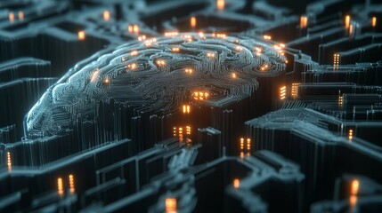 Digital Brain Metaphor Representing Connectivity and Technology