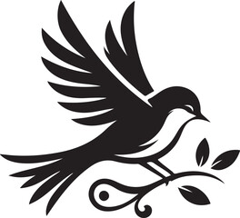 Obraz premium Bird silhouette vector illustration. black and white silhouette of a bird collection.