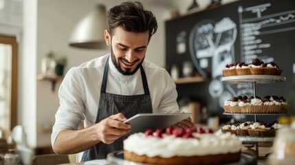 Young Professional Using Tablet in Modern Office Environment