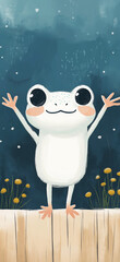 Obraz premium Cute illustration of a toad. Cute frog greeting card