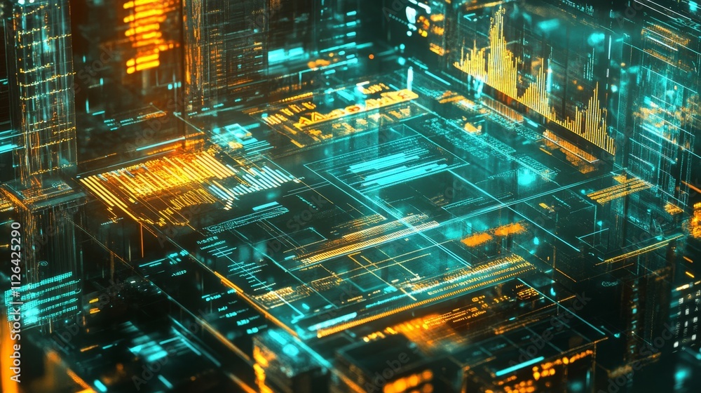 Aufkleber intricate infographic display showing rising trend in data visualization