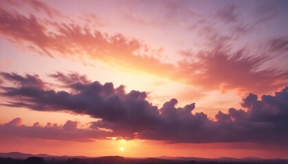 Fototapeta premium Soft focus captures the beauty of a sunset sky in abstract form , peaceful evening, serene atmosphere, calming landscape