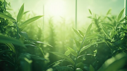 Obraz premium Sustainable energy growth concept with green plants symbolizing ecological development and renewable energy innovations for a greener future