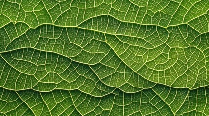 Fototapeta premium Close-up view of intricate tropical green leaf texture showcasing natural patterns and rich details for a fresh botanical background.