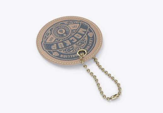 Leather medallion With Rope Mockup
