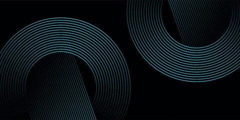 Blue abstract background with glowing circles. Swirl circular lines pattern. Geometric spiral. Twirl elements. Modern graphic desi