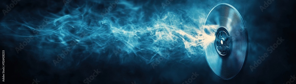 Poster a swirling blue vortex emanates from a disc, creating a mystical and dynamic visual effect against a