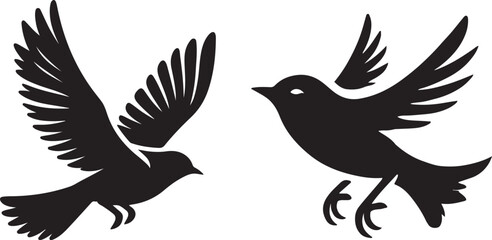 Bird silhouette vector illustration. black and white silhouette of a bird collection.