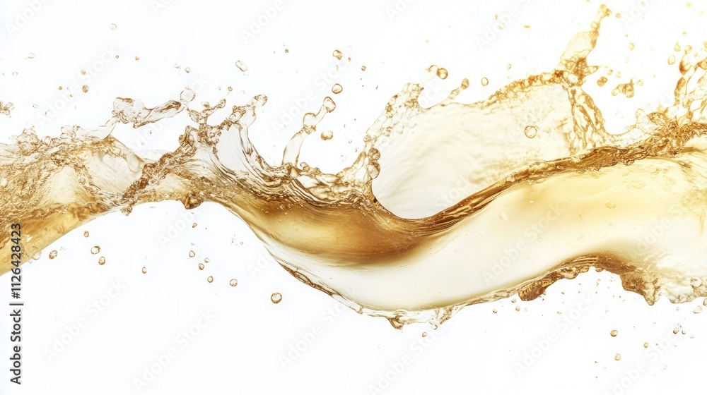 Poster dynamic splash of white wine isolated on white background showcasing splashes and droplets for bever