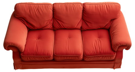 PNG Red three-seater couch with plush upholstery