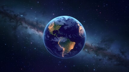 Fototapeta premium earth glowing vividly from deep space.