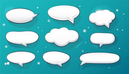 Cartoon speech bubble set for comic book, dialog, communication, and message design