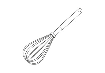 Continuous One-Line Drawing of a Whisk - Minimalist Kitchen Tool Art