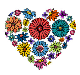 Flower heart in the colors. Vector illustration.
