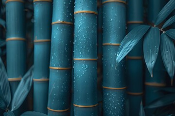 Tranquil Bamboo Forest with Dew-Kissed Stalks for Serenity and Nature Themes