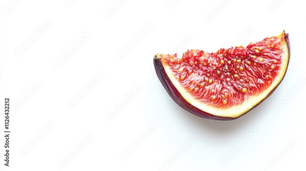 Poster fresh fig slice isolated on a clean white background showcasing its vibrant color and unique texture