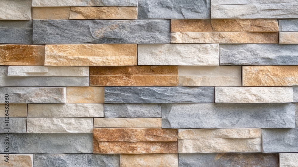 Poster textured stone wall with a variety of natural colors and patterns suitable for backgrounds in design