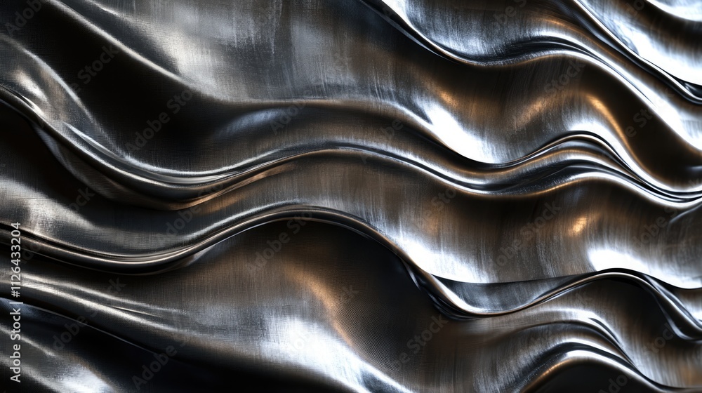 Aufkleber wavy brushed metal texture background with reflective surfaces and dynamic lines for modern design p